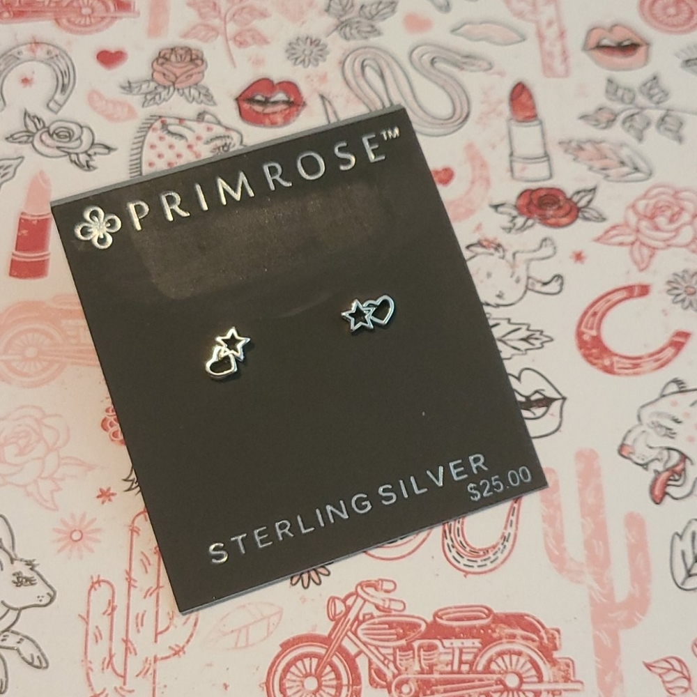 Sterling Silver Heart ❤and Star 🌟 Stud Earrings